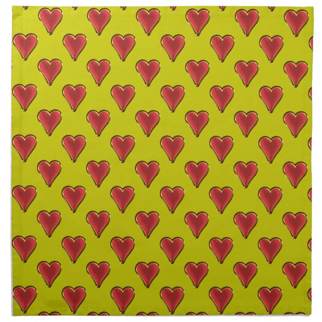 Funny Heart Pattern gold red + your backgr. & text Cloth Napkin (Front)