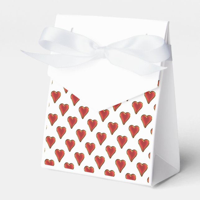 Funny Heart Pattern gold red + your backgr. & text Favor Boxes (Front Side)