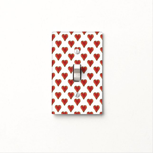 Funny Heart Pattern gold red + your backgr. & text Light Switch Cover (In Situ)