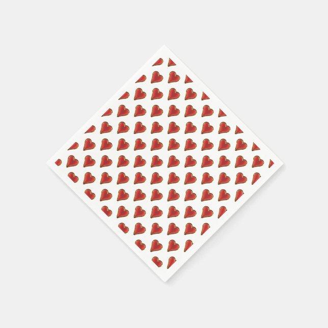 Funny Heart Pattern gold red + your backgr. & text Paper Napkins (Corner)