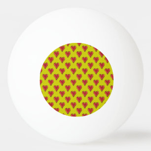 Funny Heart Pattern gold red + your backgr. & text Ping-Pong Ball