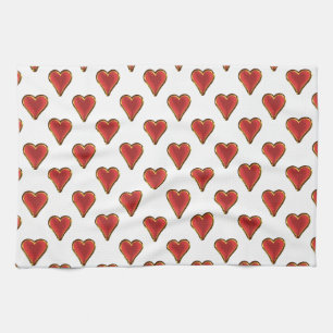 Funny Heart Pattern gold red + your backgr. & text Towel