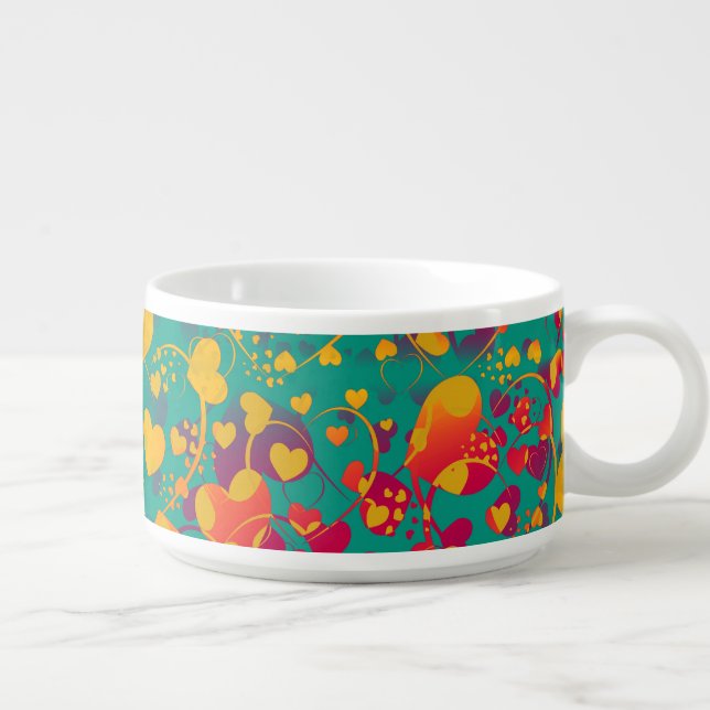 Funny Heart Pattern IX - green red yellow Bowl (Left)