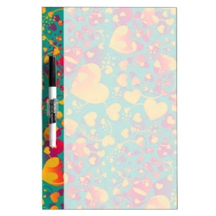 Funny Heart Pattern IX - green red yellow Dry-Erase Board