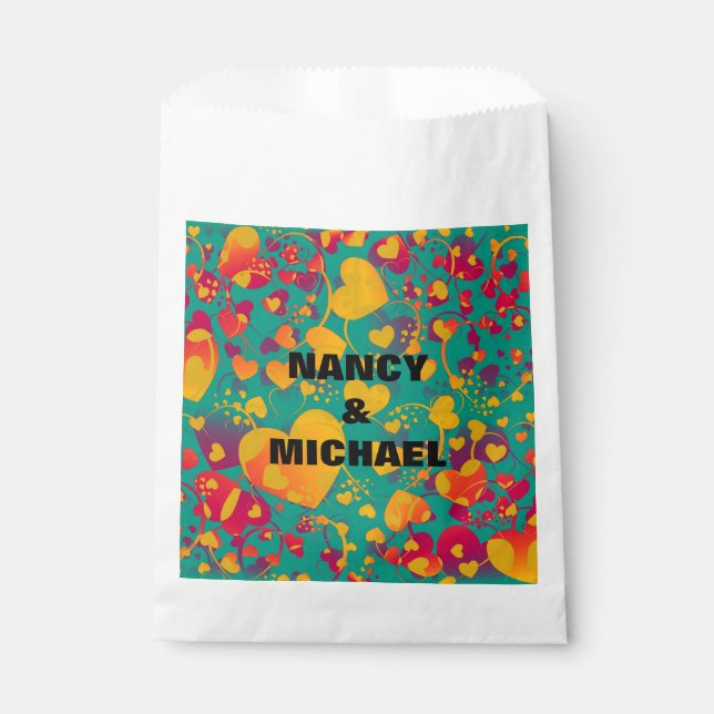 Funny Heart Pattern IX - green red yellow Favor Bag (Front)