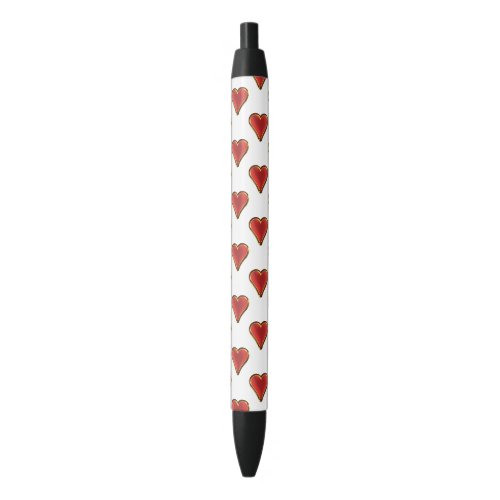 Funny Heart Pattern red gold  your background Black Ink Pen