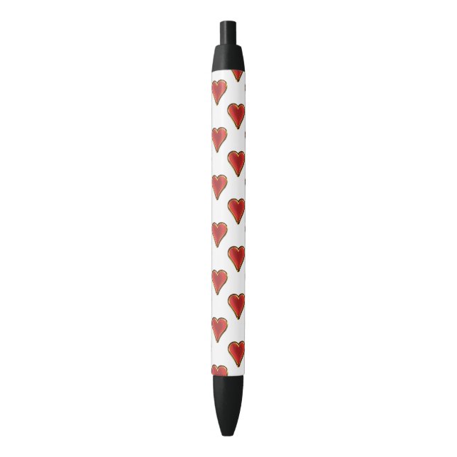 Funny Heart Pattern red gold + your background Pen (Front Vertical)