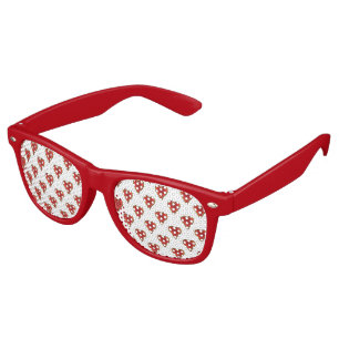Funny Heart Pattern - red gold + your background Retro Sunglasses