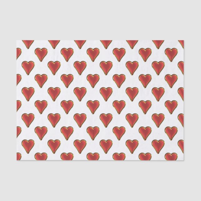 Funny Heart Pattern red gold + your background Tissue Paper (Front)
