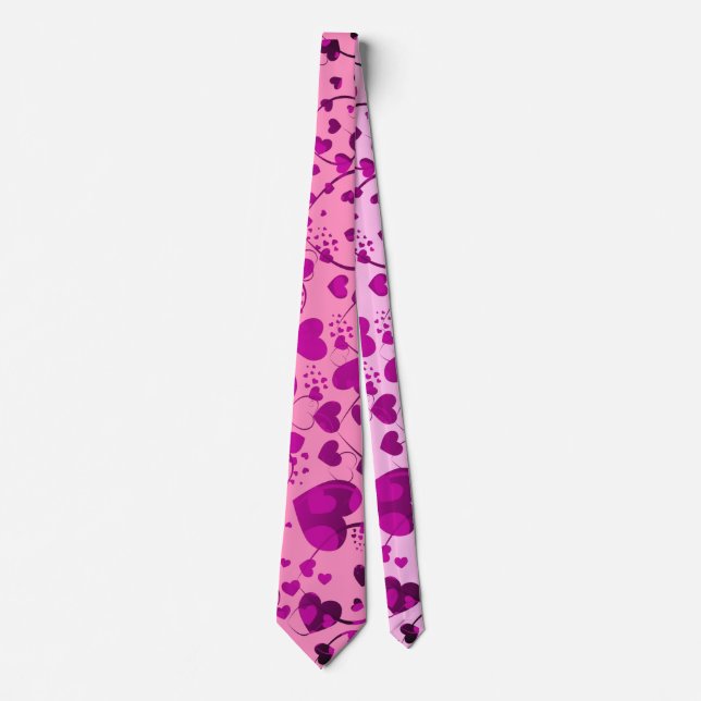 Funny Heart Pattern VI + your backgr. color & text Tie (Front)