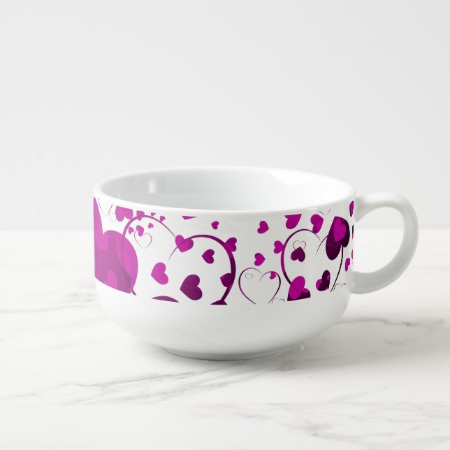 Funny Heart Pattern VI + your background color Soup Mug (Left)