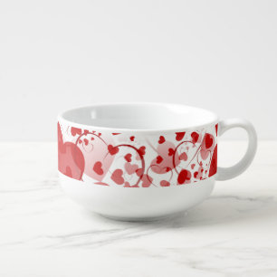 Funny Heart Pattern VII - red white Soup Mug