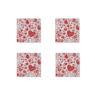 Funny Heart Pattern VII - red white Stone Magnet