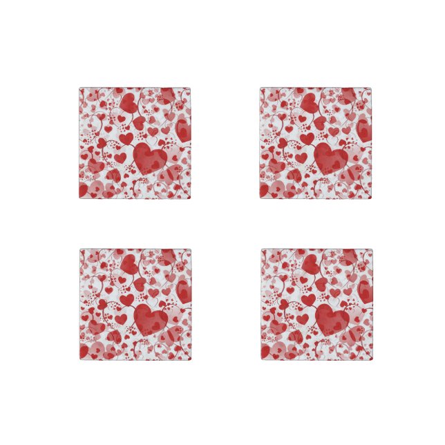 Funny Heart Pattern VII - red white Stone Magnet (Front)