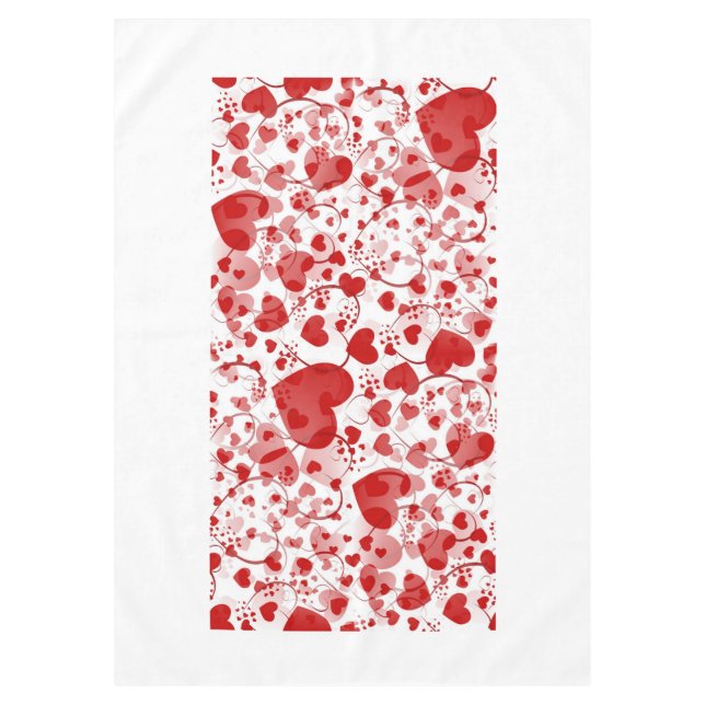 Funny Heart Pattern VII - red white + your idea Tablecloth (Front)