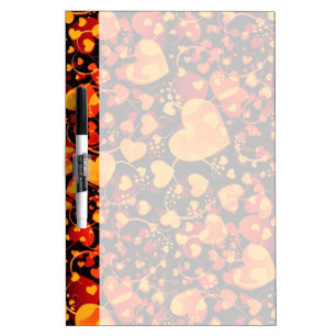 Funny Heart Pattern VIII - black red yellow Dry Erase Board