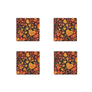 Funny Heart Pattern VIII - black red yellow Stone Magnet