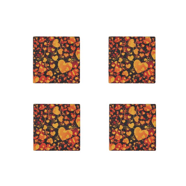 Funny Heart Pattern VIII - black red yellow Stone Magnet (Front)