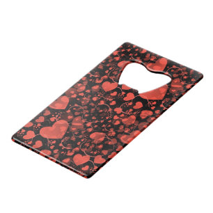 Funny Heart Pattern X - black red + your idea Credit Card Bottle Opener