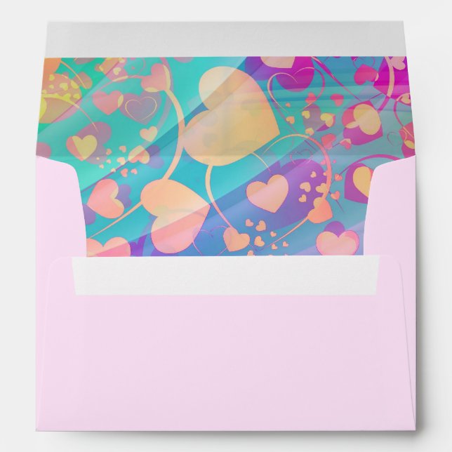 Funny Heart Pattern XI - pastel colored Envelope (Back (Bottom))