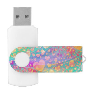 Funny Heart Pattern XI - pastel colored USB Flash Drive