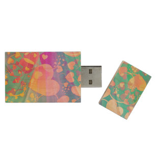 Funny Heart Pattern XI - pastel colored Wood USB Flash Drive