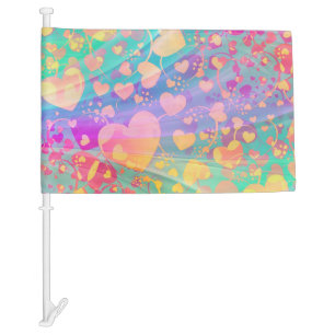 Funny Heart Pattern XI + your ideas Car Flag
