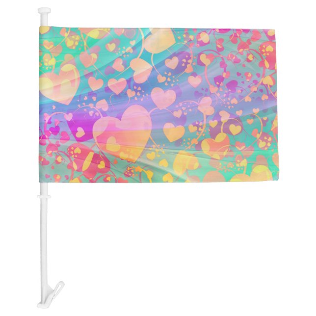 Funny Heart Pattern XI + your ideas Car Flag (Front)