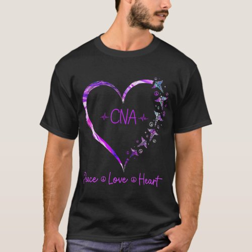 Funny Heart Peace Love Heal CNA Life Nurse Lover N T_Shirt