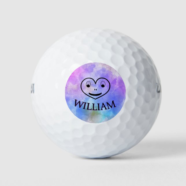 Funny heart personalized name unique golf ball  (Front)