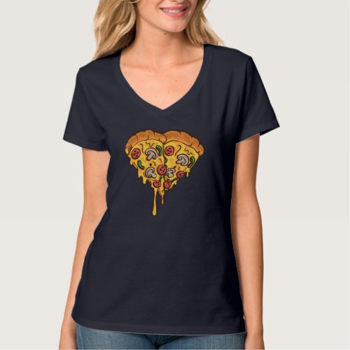 Funny Heart Pizza Gift For Men Women Cool Pizza Lo T_Shirt