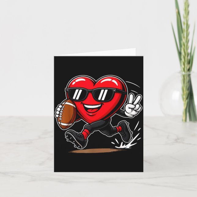Funny Heart Playing Football Srts Lover Valentine  Card (Front)
