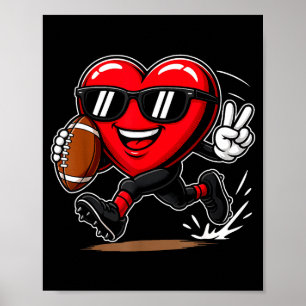 Funny Heart Playing Football Srts Lover Valentine  Poster