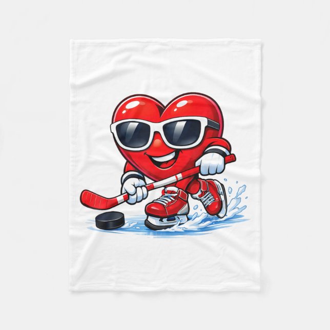 Funny Heart Playing Hockey Apparel  Fleece Blanket (Front)