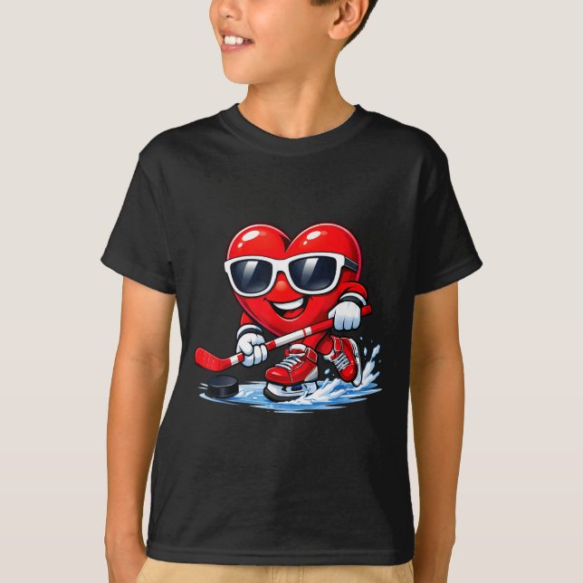 Funny Heart Playing Hockey Apparel  T-Shirt (Front)