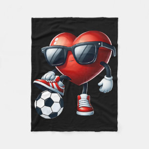 Funny Heart Playing Soccer Valentines Day Mens Boy Fleece Blanket
