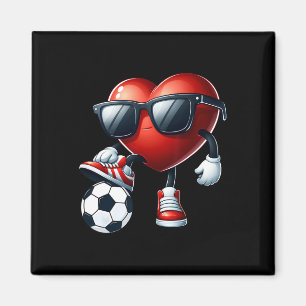 Funny Heart Playing Soccer Valentines Day Mens Boy Magnet