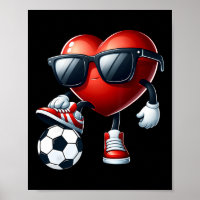 Funny Heart Playing Soccer Valentines Day Mens Boy