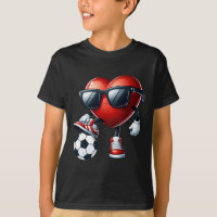 Funny Heart Playing Soccer Valentines Day Mens Boy