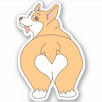 Funny Heart-shaped Corgi Butt Drawing Sticker | Zazzle