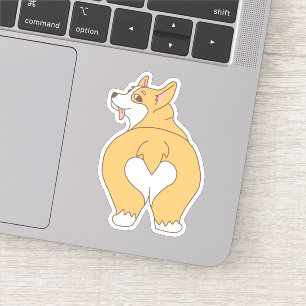 Funny Heart-shaped Corgi Butt Drawing Sticker