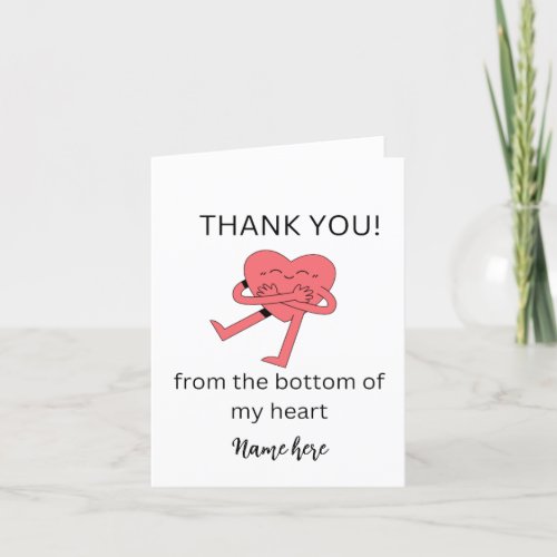 Funny Heart Thank you Card Wedding Thanks Card 