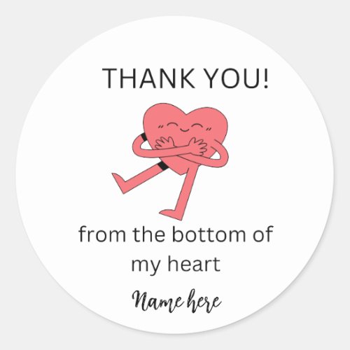 Funny Heart Thank you Card Wedding Thanks Card  C Classic Round Sticker