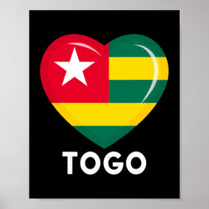 Funny Heart Togo Flag Men Women Kid Patriotic Poster