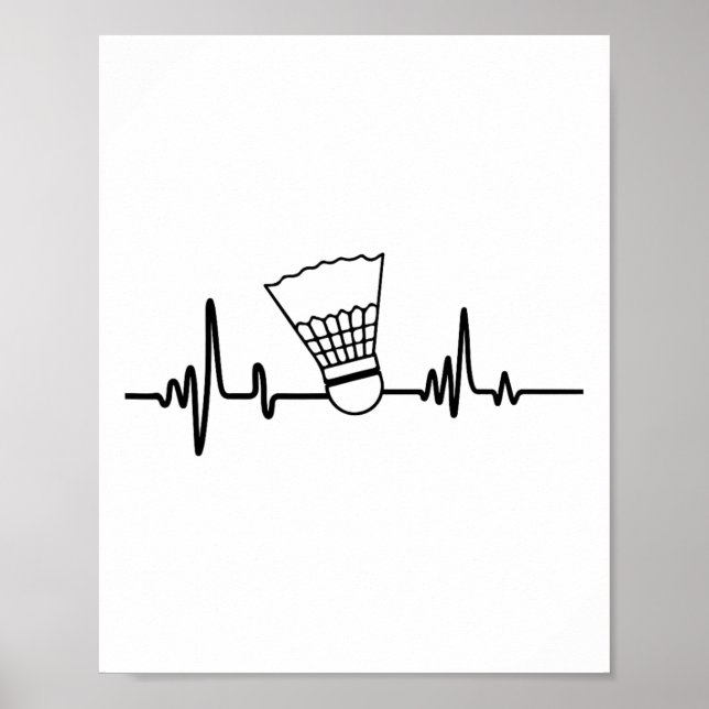 Funny Heartbeat Badminton Shuttle Sports  Poster (Front)