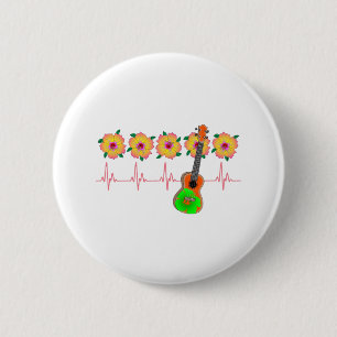 Funny Heartbeat EKG Line for Ukulele Music Button