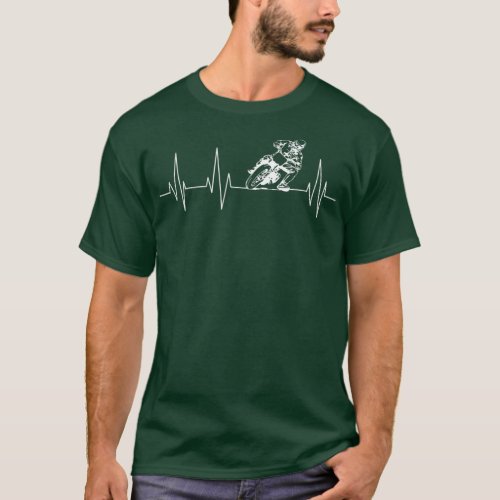 Funny Heartbeat Flat Track Motorcycle Gift Cool T_Shirt