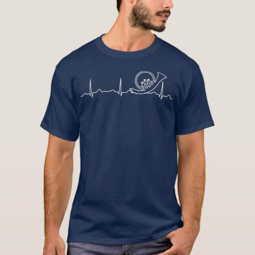 Funny Heartbeat French Horn Apparel Fun Music T_Shirt