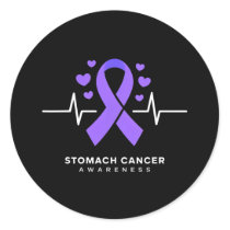 Funny Heartbeat Gastric Periwinkle Stomach Cancer  Classic Round Sticker