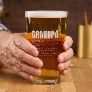Funny Heartfelt Grandpa Definition Beer Pint Glass